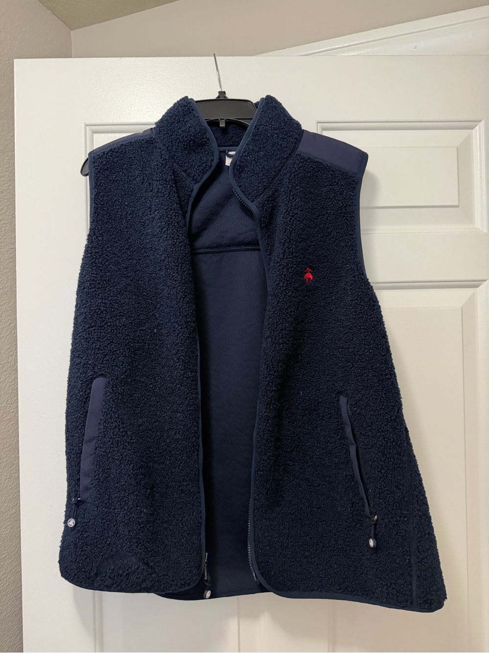 Brooks Brothers Navy Sherpa Vest with Red Logo